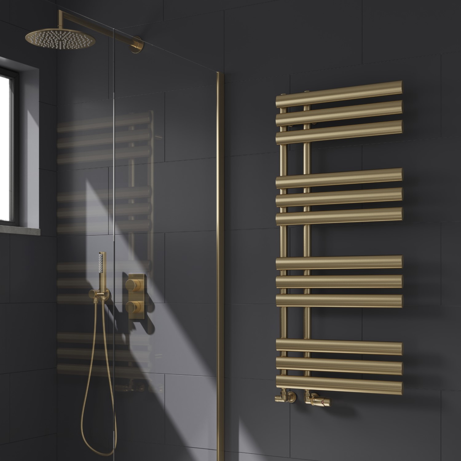 Talha Radiator Reina Chisa Brass Designer Towel Radiator - 1130 x 500mm - Better Bathrooms