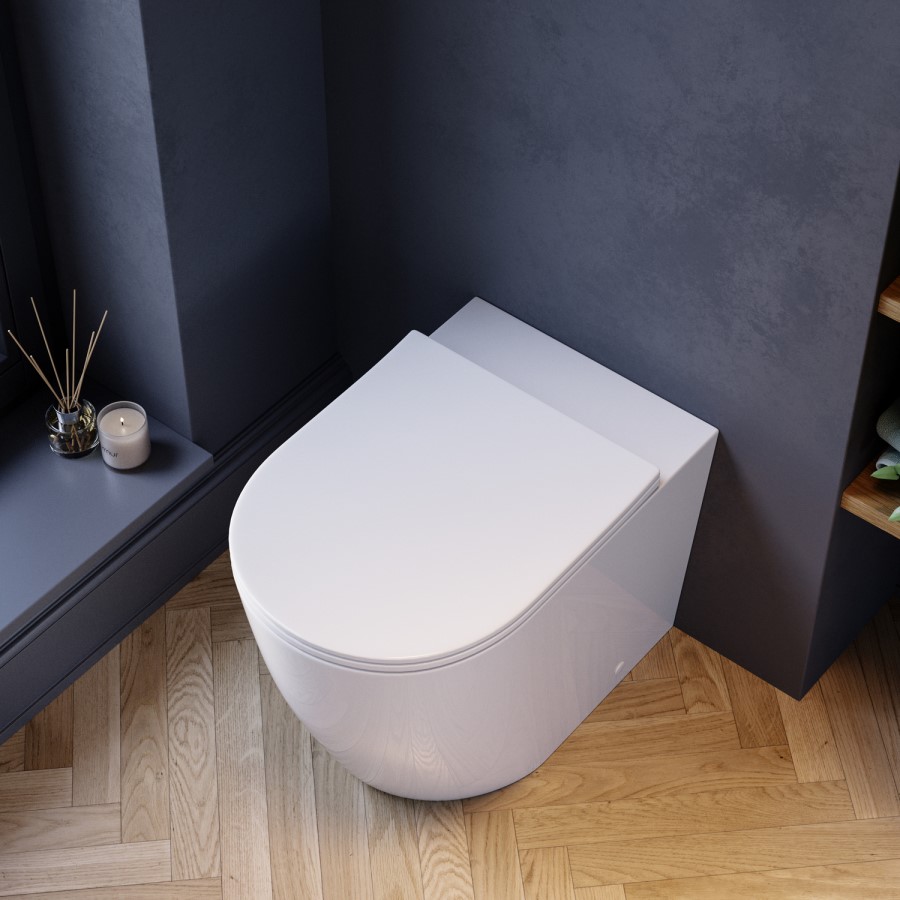 Grade A1 - Back to Wall Rimless Toilet and Soft Close Seat - Roma