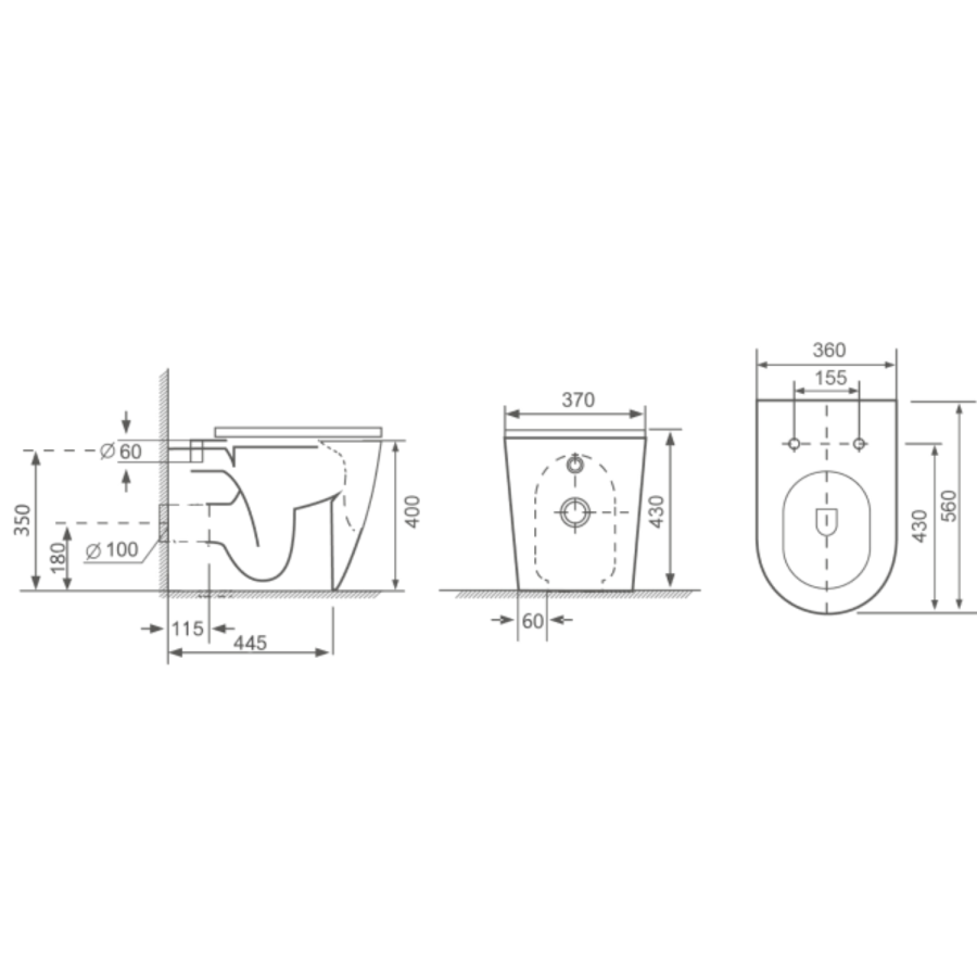 Grade A1 - Back to Wall Rimless Toilet and Soft Close Seat - Roma