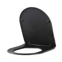 Matt Black Round Soft Close Toilet Seat with Quick Release - Roma Matt Black Round Soft Close Toilet Seat with Quick Release - Roma