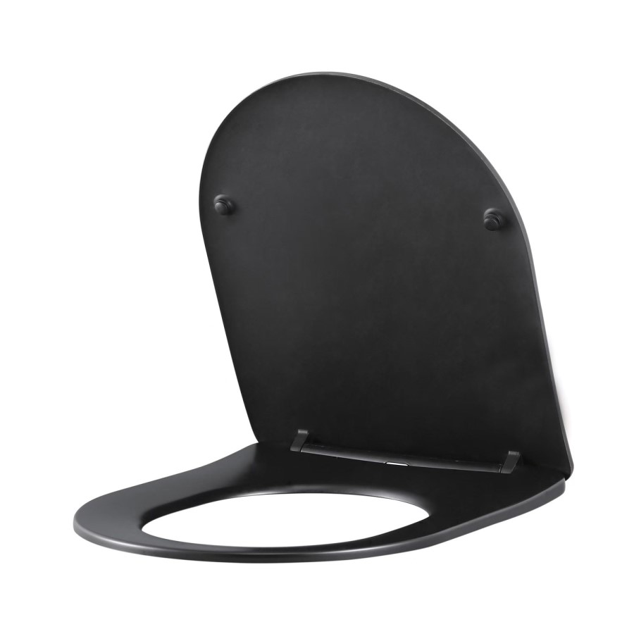 Matt Black Round Soft Close Toilet Seat with Quick Release - Roma