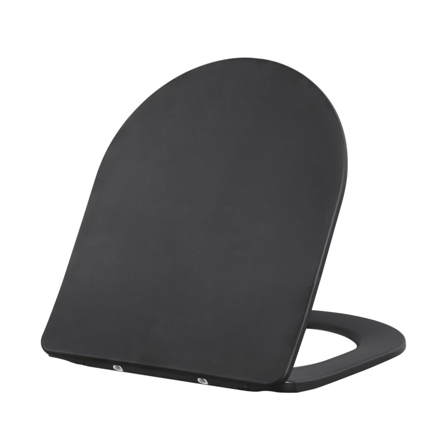Matt Black Round Soft Close Toilet Seat with Quick Release - Roma
