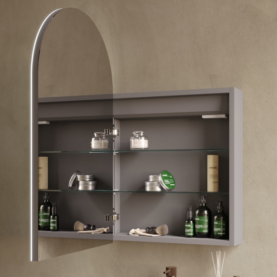 Single Door Chrome Bathroom Mirror Cabinet with Lights, Demister & Shaver Socket 500 x 800mm - Empire
