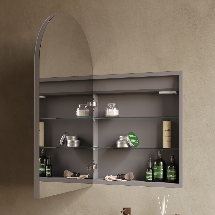 Single Door Chrome Bathroom Mirror Cabinet with Lights, Demister & Shaver Socket 500 x 800mm - Empire