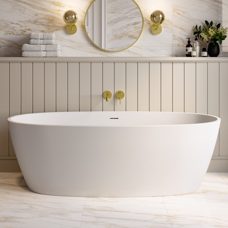 Matt White Freestanding Double Ended Bath 1800 x 850mm - Rosa