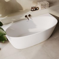 Matt White Freestanding Back to Wall Double Ended Bath 1700 x 780mm - Rosa