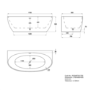 Matt White Freestanding Back to Wall Double Ended Bath 1700 x 780mm - Rosa