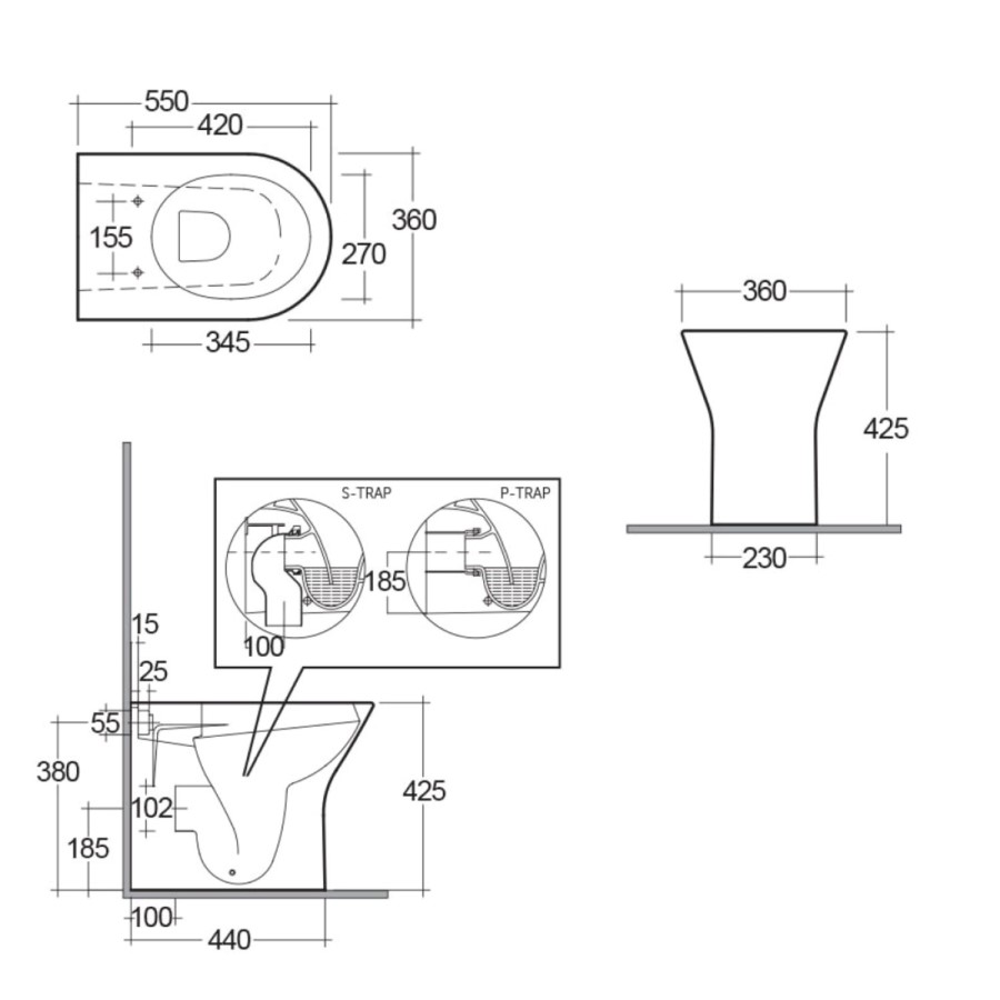 Back to Wall Rimless Toilet with Soft Close Seat - RAK Resort