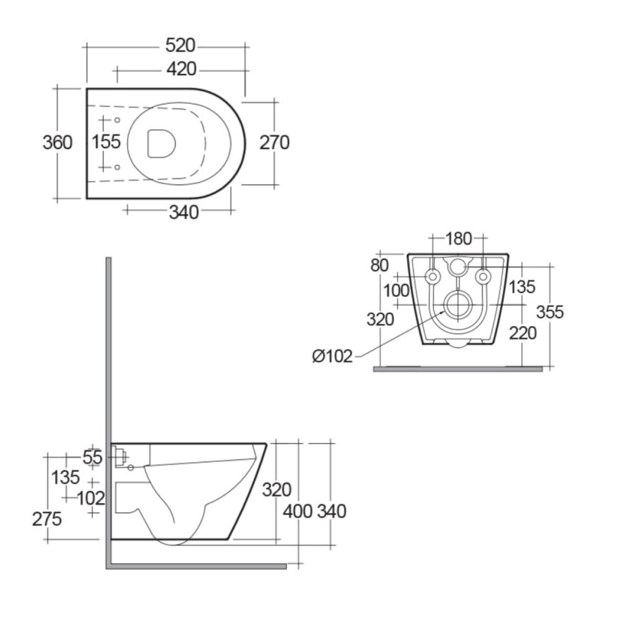 Wall Hung Rimless Toilet with Soft Close Seat - RAK Resort