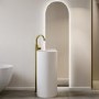 Matt White Round Stone Resin Freestanding Cylinder Pedestal Basin with Waste 400mm - Ruby