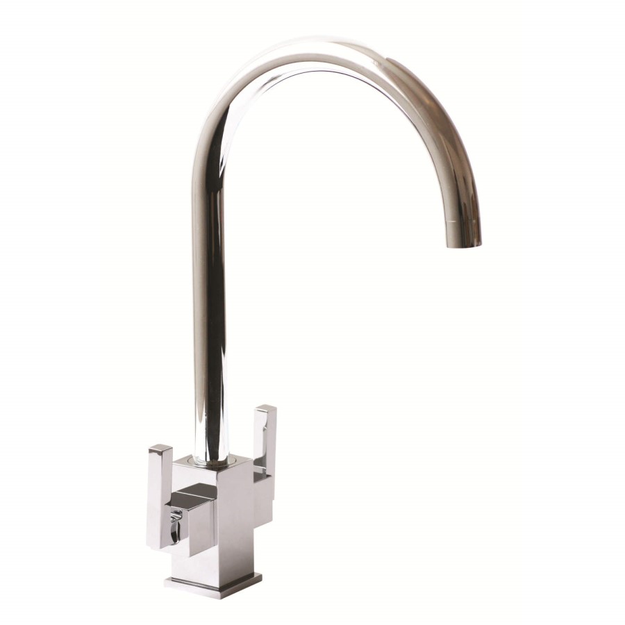 1810 Sink Company Chrome Twin Lever Aerated Mixer Kitchen Tap - Ruscello