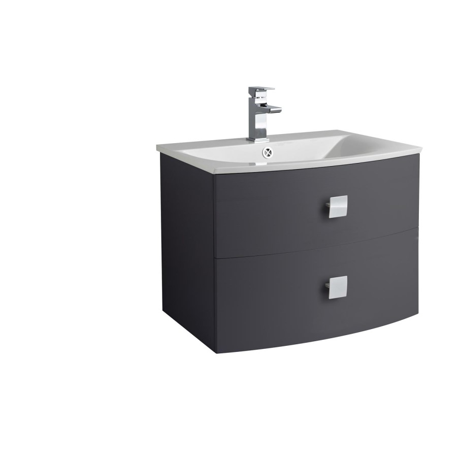 Graphite Wall Hung Bathroom Vanity Unit and Basin - W712 x H430mm