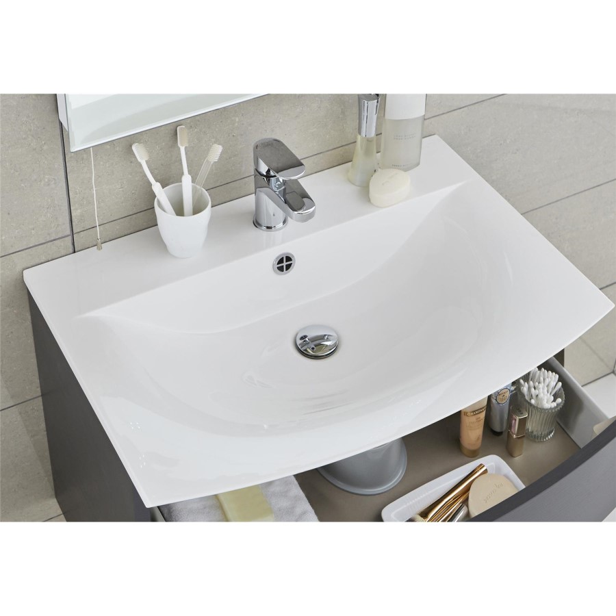 Graphite Wall Hung Bathroom Vanity Unit and Basin - W712 x H430mm