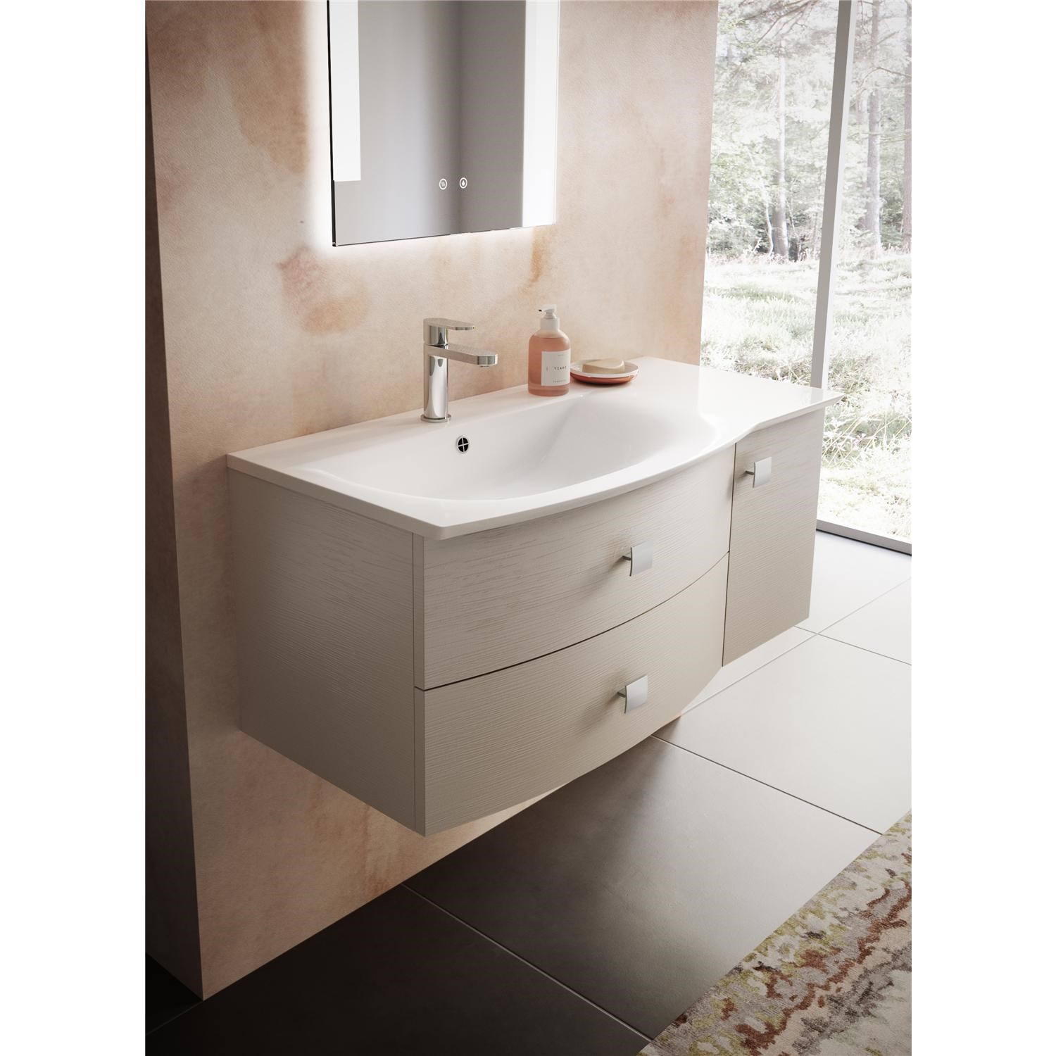 Cashmere Wall Hung Bathroom Vanity Unit & Basin Left Handed W1012 x