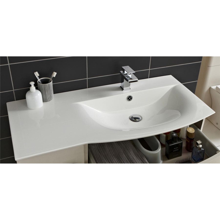 Cashmere Wall Hung Bathroom Vanity Unit & Basin Right Handed - W1012 x H428mm