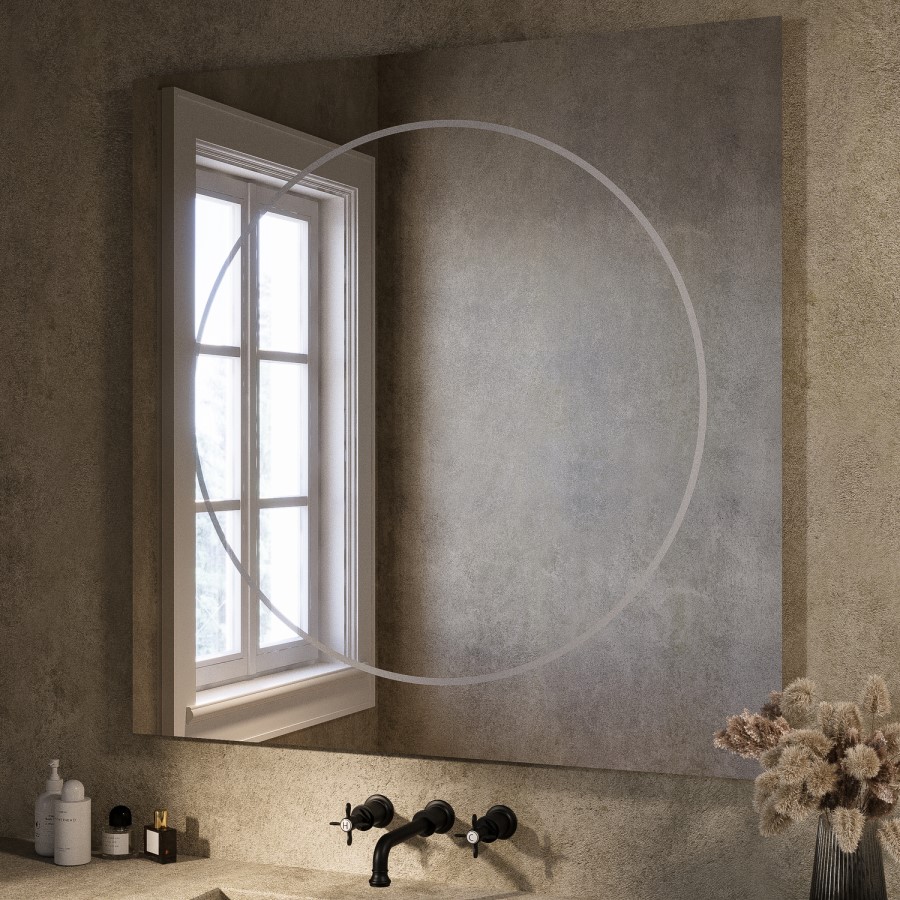 Square Front and Backlit Heated Bathroom Mirror with Lights 1000mm - Saturn