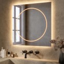 SATURN600 Square Front and Backlit Heated Bathroom Mirror with Lights 600mm - Saturn