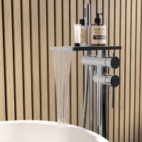 Chrome Freestanding Bath Shower Mixer with Shelf - Savannah Chrome Freestanding Bath Shower Mixer with Shelf - Savannah