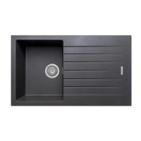 1 Bowl Inset Black Granite Kitchen Sink with Reversible Drainer - Essence