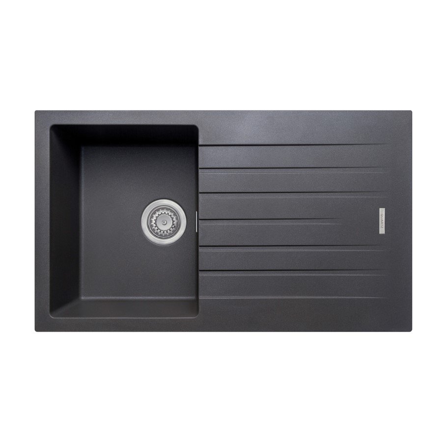 1 Bowl Inset Black Granite Kitchen Sink with Reversible Drainer - Essence