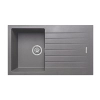 Single Bowl Grey Inset Granite Composite Kitchen Sink with Reversible Drainer - De Santii