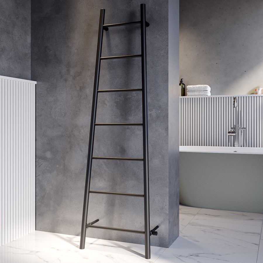 GRADE A1 - Black Heated Towel Rail Radiator 1710 x 529mm - Savannah