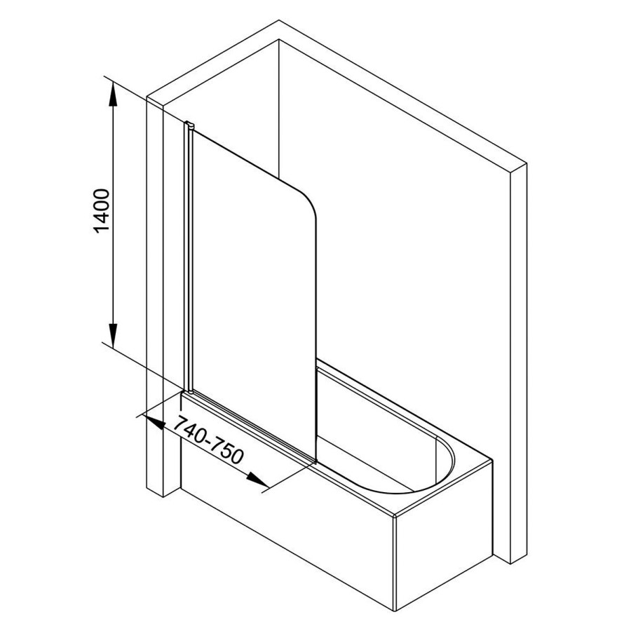 Taylor & Moore Curved Corner Bath Shower Screen 750 x 1400mm