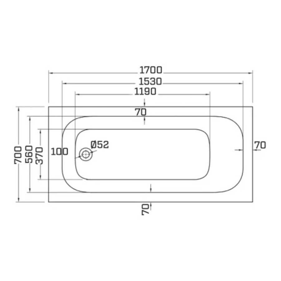 Sebring Single Ended Straight Standard Bath - 1700 x 700mm