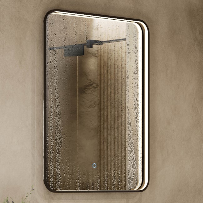 Sensio Aspect Rectangular Black LED Heated Bathroom Mirror 700 x 500mm