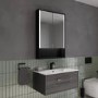 Sensio Sydney Double Door Black Mirrored Bathroom Cabinet with Lights & Shelf 600 x 900mm
