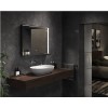 Sensio Element Rectangular Black LED Heated Bathroom Mirror with Shelf and Charger 800 x 600mm