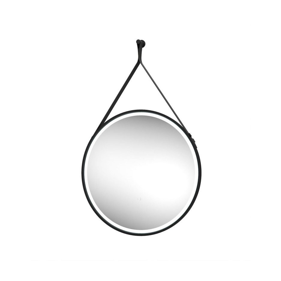 Round LED Bathroom Mirror with Leather Strap 600mm Sensio Nova