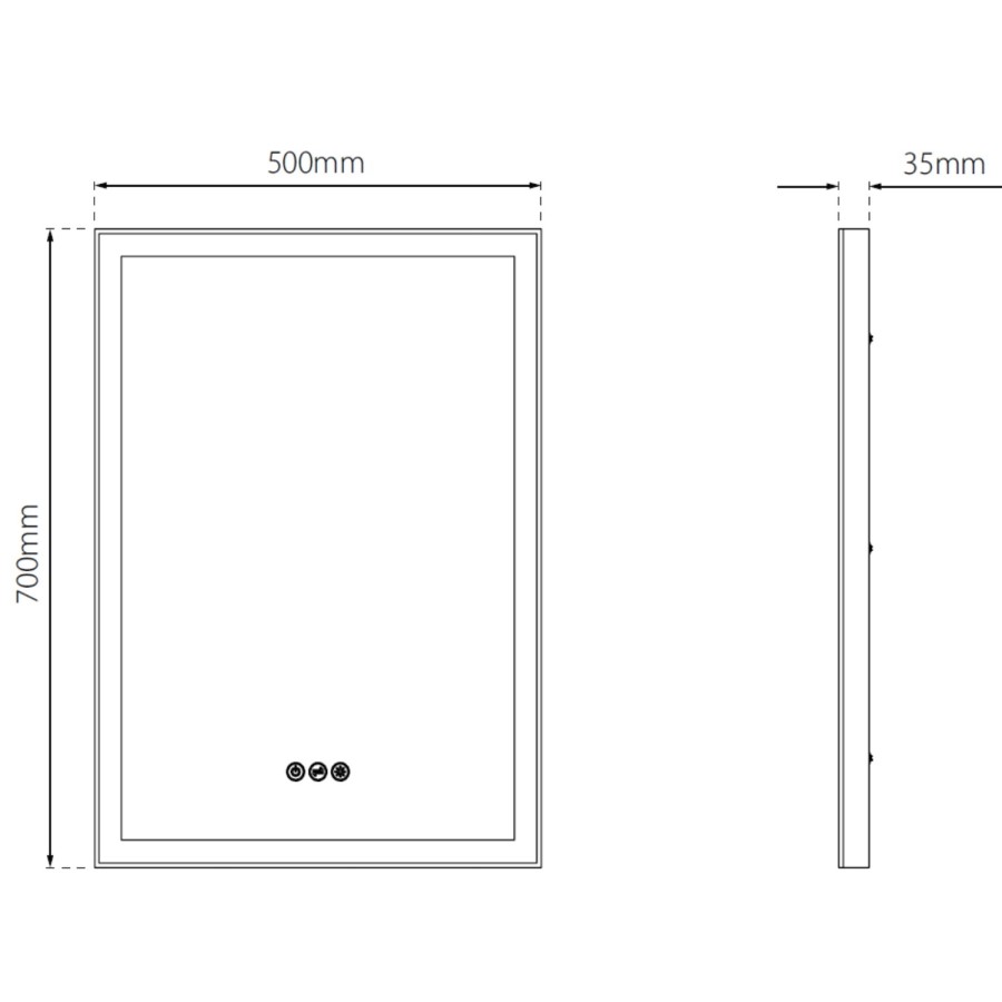 Rectangular LED Bathroom Mirror With Demister 500 x 700mm - Sensio Destiny