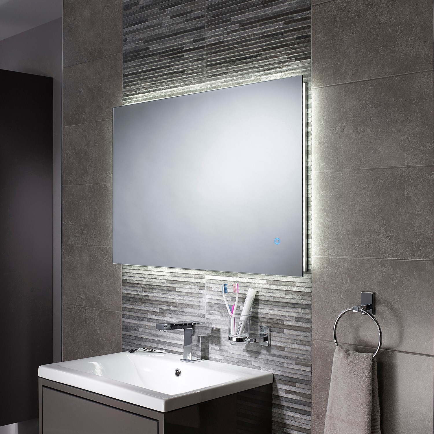 Sensio Eden Rectangular Backlit Heated Bathroom Mirror with Lights 900 ...