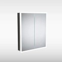 SE30798T0 Sensio Eclipse Double Door Black Recessed Mirrored Bathroom Cabinet with Lights, Demister & Shaver Socket 600 x 700mm