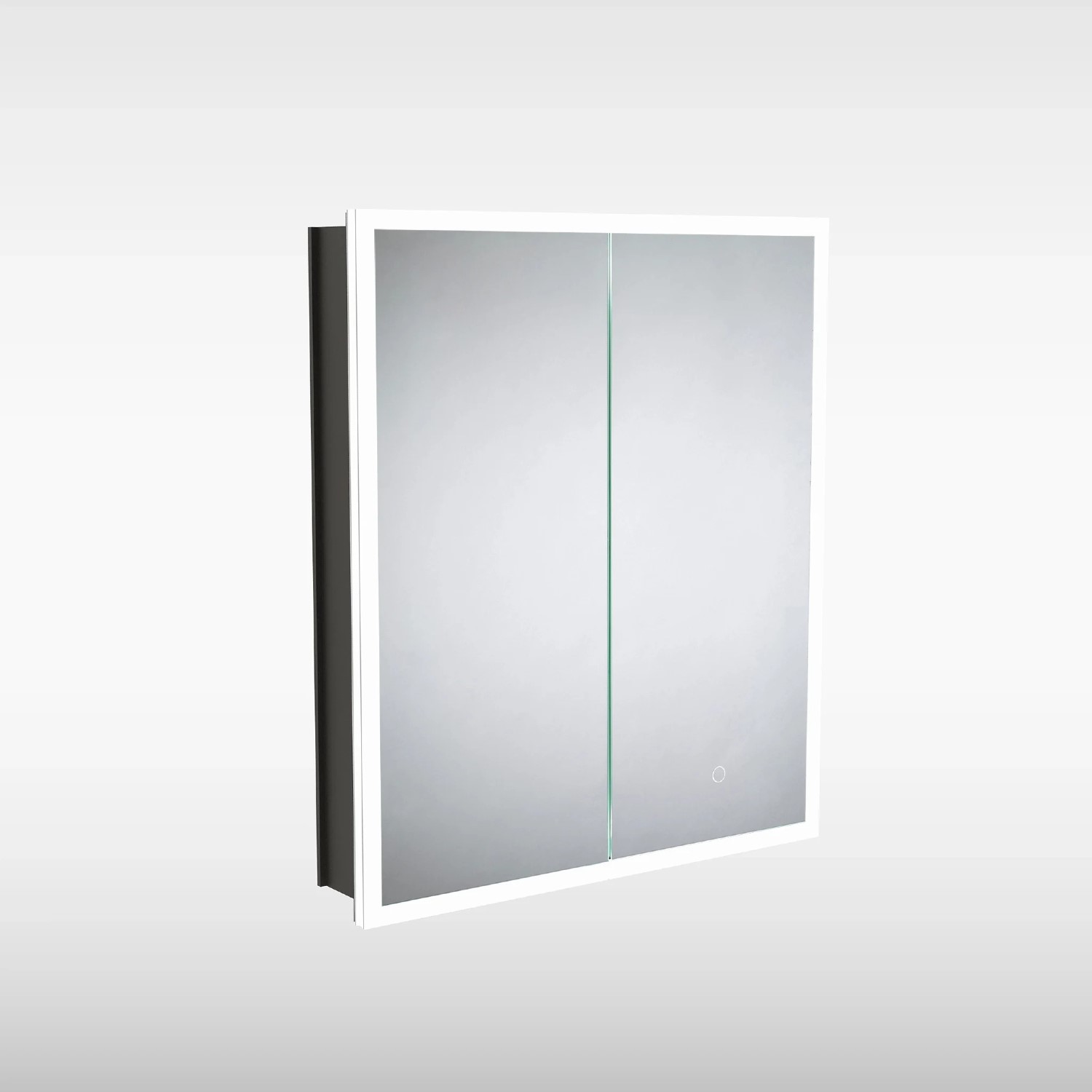 Sensio Black Eclipse Double Door Recessed Bathroom Mirror Cabinet With Lights Demister & Shaver Socket 600 X 700Mm