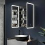 Sensio Eclipse Double Door Black Recessed Mirrored Bathroom Cabinet with Lights, Demister & Shaver Socket 600 x 700mm