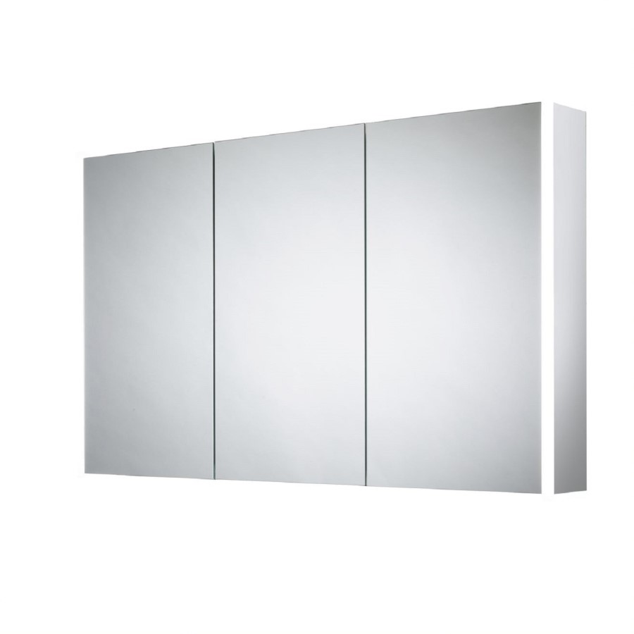 Sensio Ainsley 3 Door Chrome Mirrored Bathroom Cabinet with Lights & Bluetooth Speaker 1200 x 700mm