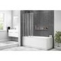 4 Fold Shower Bath Screen with Chrome Frame 830 x 1400mm