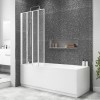 Taylor &amp; Moore 4 Fold Shower Bath Screen with White Frame - 830 x 1400mm