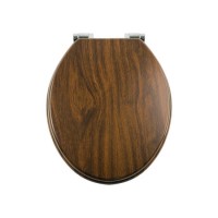 Soft Close Toilet Seat in Mahogany with Chrome Hinges Soft Close Toilet Seat in Mahogany with Chrome Hinges
