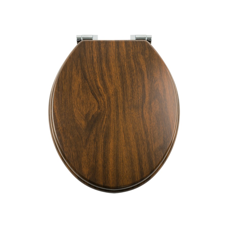 Soft Close Toilet Seat in Mahogany with Chrome Hinges