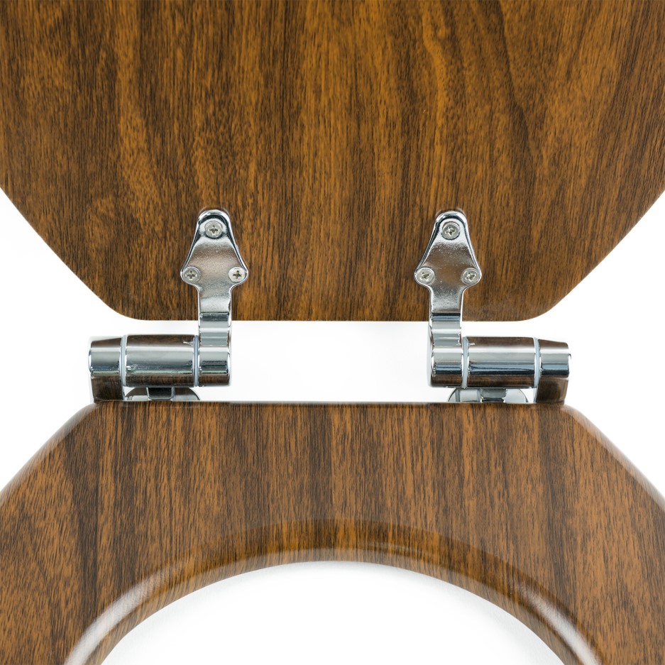 Soft Close Toilet Seat in Mahogany with Chrome Hinges ...