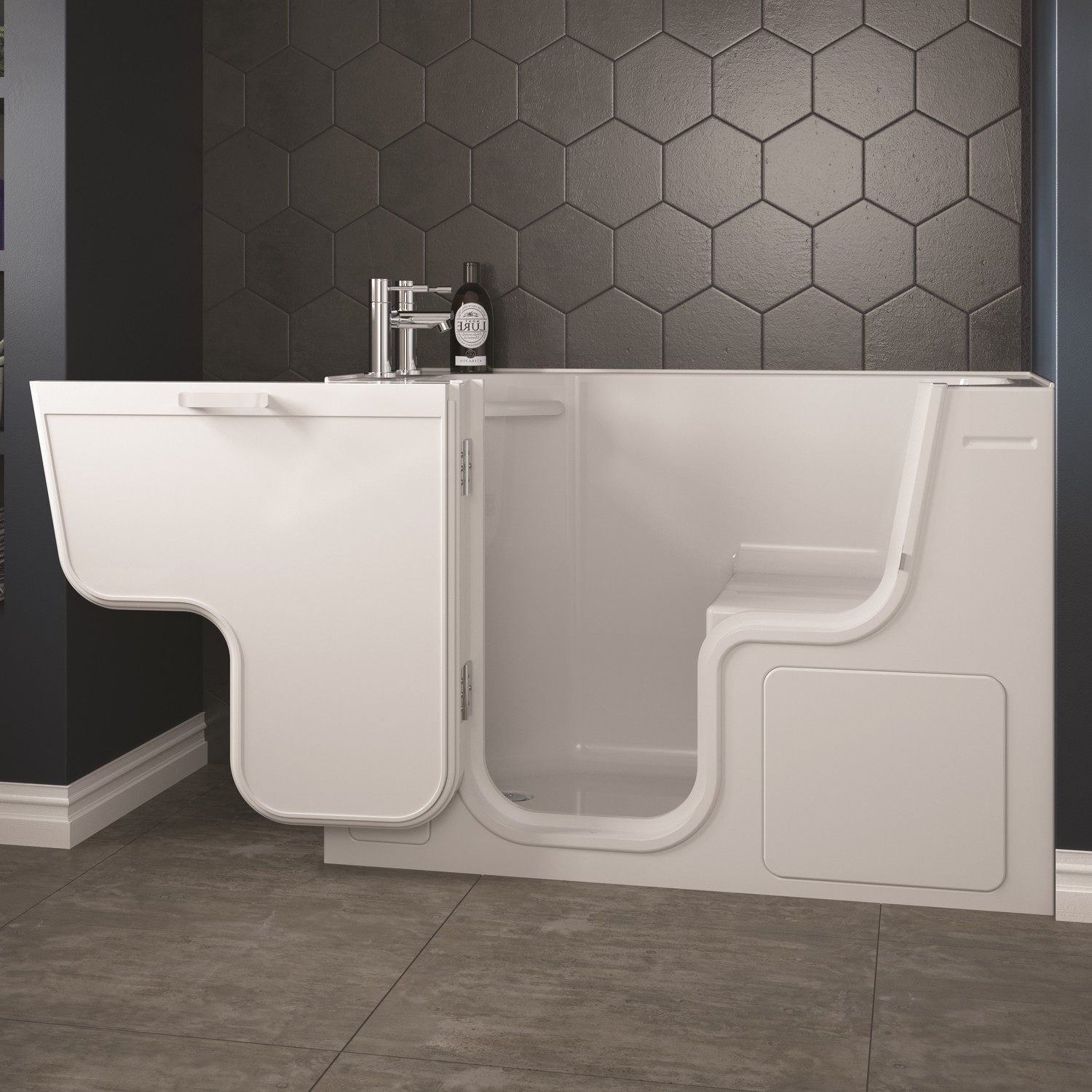 Left Hand Walk In Bath with Panel and Seat 1300 x 600mm - Serenity ...
