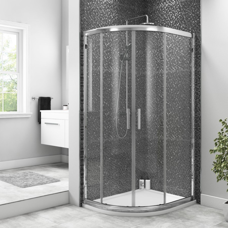 GRADE A1 - Offset Quadrant Sliding Shower Enclosure 800mm - 6mm Easy Clean Glass - Taylor & Moore Range