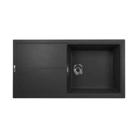 Single Bowl Inset Black Granite Kitchen Sink with Reversible Drainer - Essence