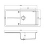 Single Bowl Inset Black Granite Kitchen Sink with Reversible Drainer - Essence