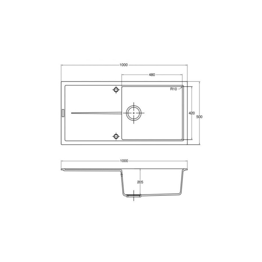 Single Bowl Inset Black Granite Kitchen Sink with Reversible Drainer - Essence