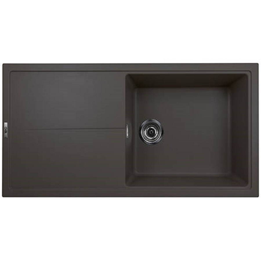 Single Bowl Inset Gunmetal Grey Granite Kitchen Sink with Reversible Drainer - Essence