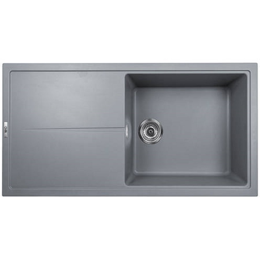 Single Bowl Inset Grey Granite Kitchen Sink with Reversible Drainer - Essence